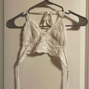 white crotchet top